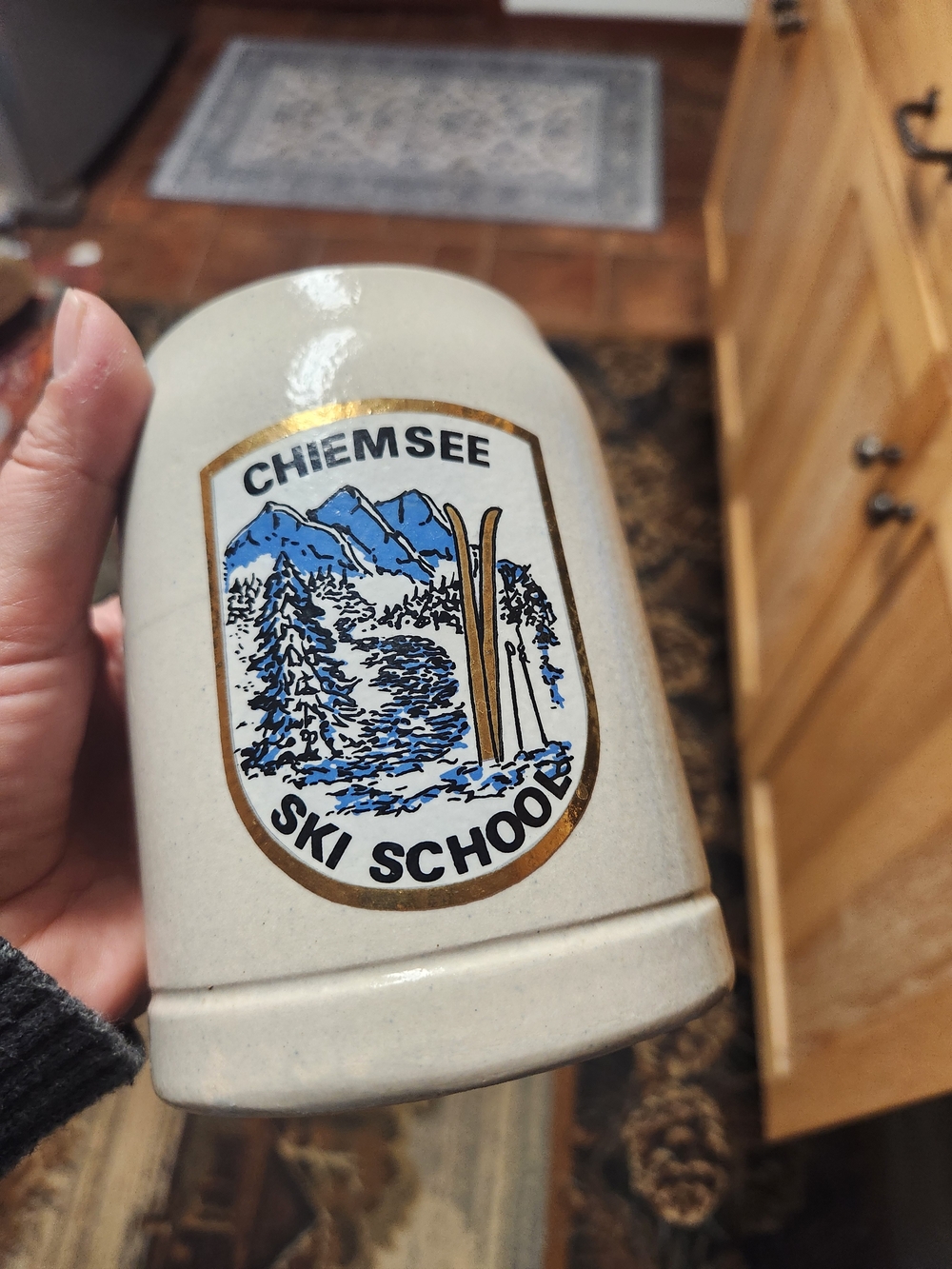 Chiemsee Ski School Ceramic Stein with Blue Mountain Graphic - Picture 7 of 9